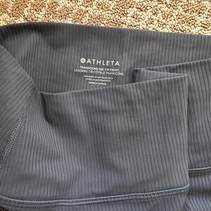 Athleta Light Gray/Blue Ribbed Leggings